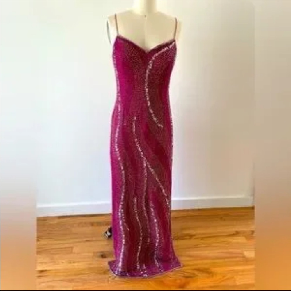 Scala 12-14 size Elegant Pink Sequin Evening Gown